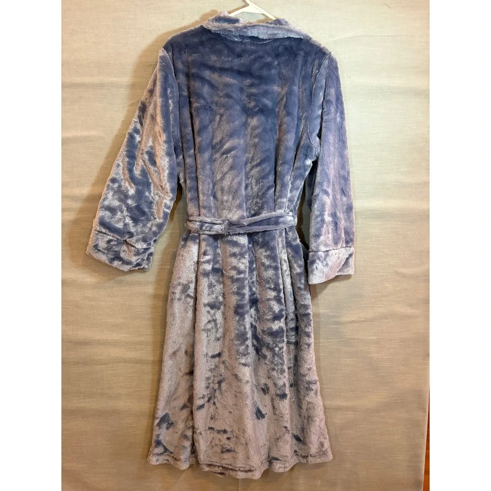 Soma Plush High Shine Long Robe Mystery‎ Blue L/XL NWT Belted Cozy Sleepwear